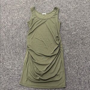 Elegant Olive Green Sleeveless Dress